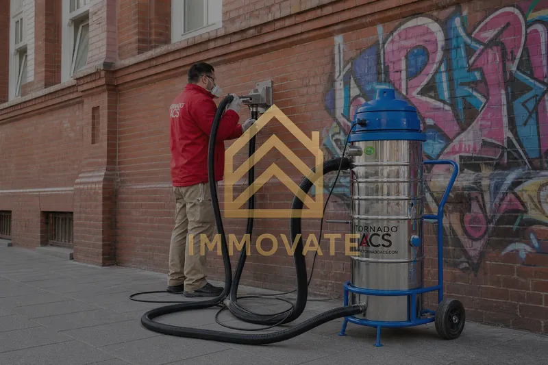 Graffitientfernung in Berlin mit Tornado ACS an einer Klinkerfassade